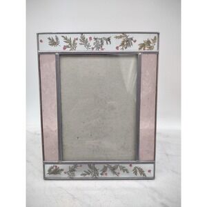 Vintage Pink Stained Glass Frame with Pressed Flowers 7.5" x 9.5" Carr Frames